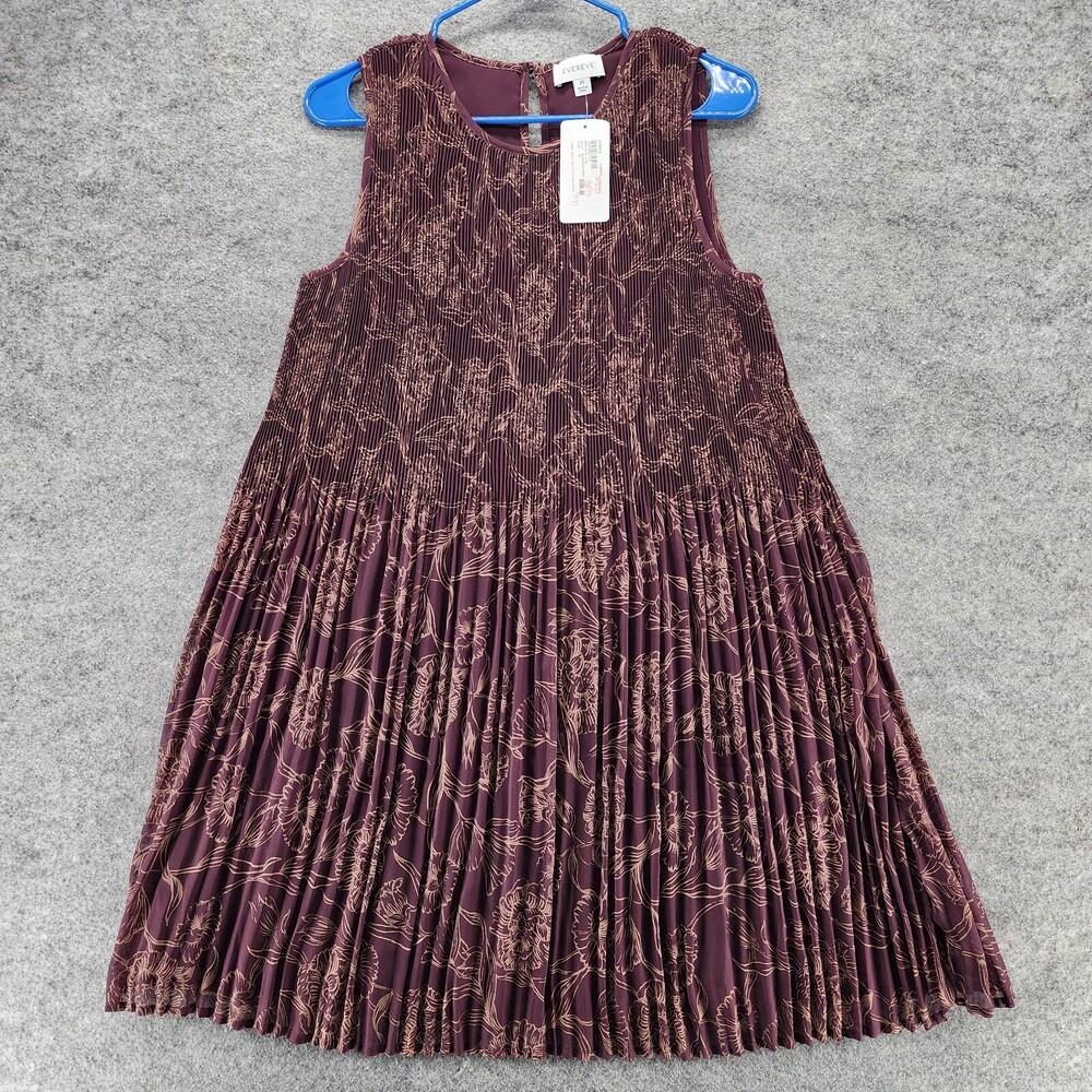 Evereve Dress Womens XS Sleeveless Red Floral Pleated
